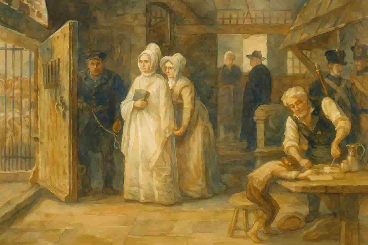 Elizabeth Fry visiting Newgate to read to prisoners, BBC Schools