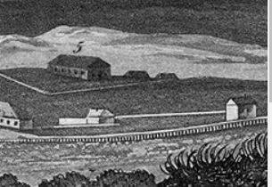 Hospital at Newcastle c. 1828 - from Dangar's View of Kingstown