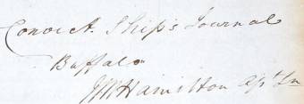 Signature of John Macauley Hamilton from the Medical Journal of the voyage of the Buffalo.