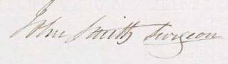 Signature of John Smith on the Medical Journal of the voyage of the Moffatt in 1836