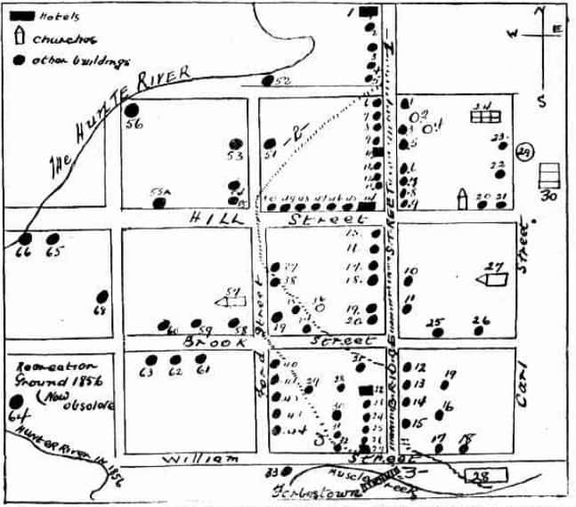 Map of the township of Muswellbrook c. 1850s