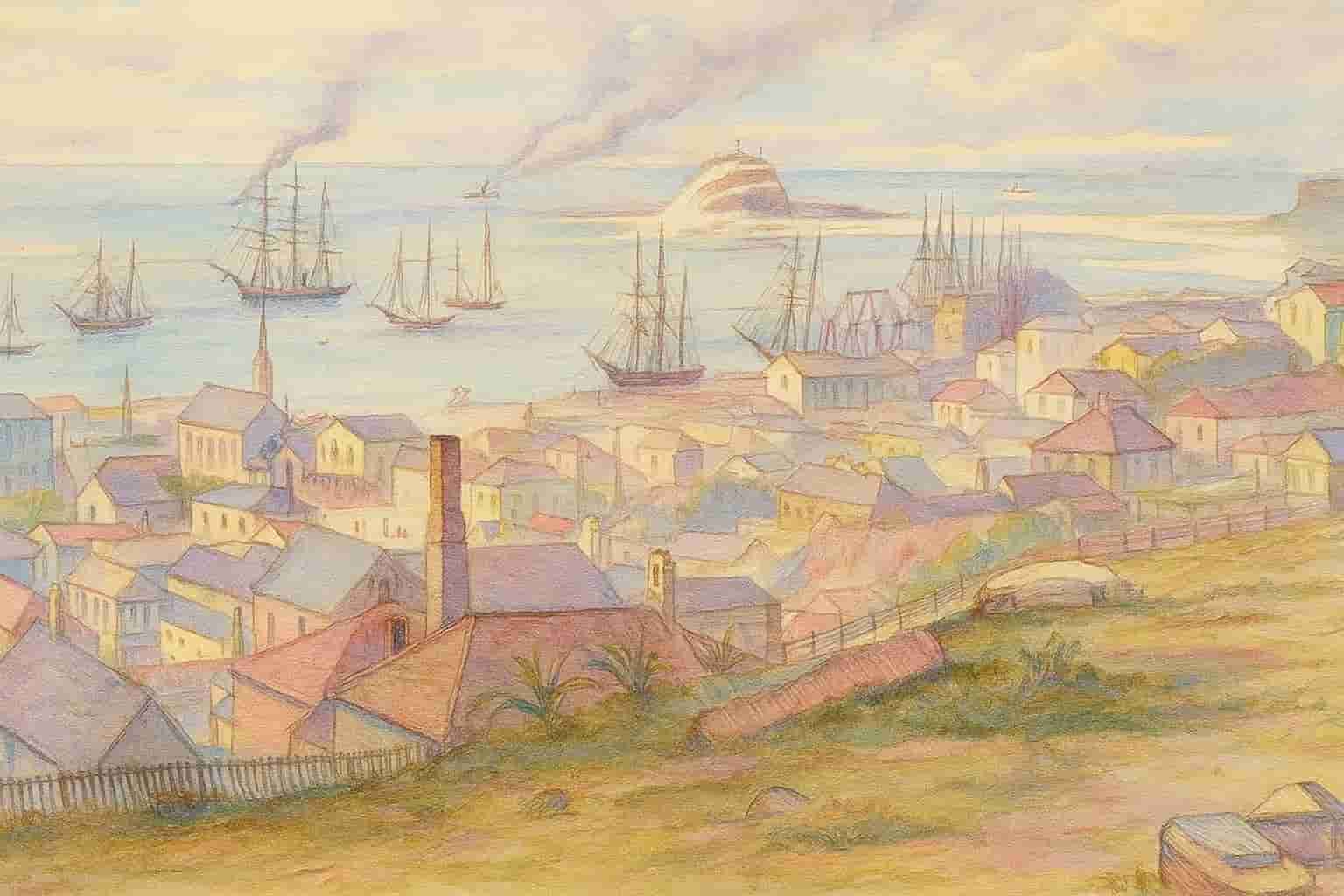 1865. View of Newcastle New South Wales (Courtesy State Library of Victoria)