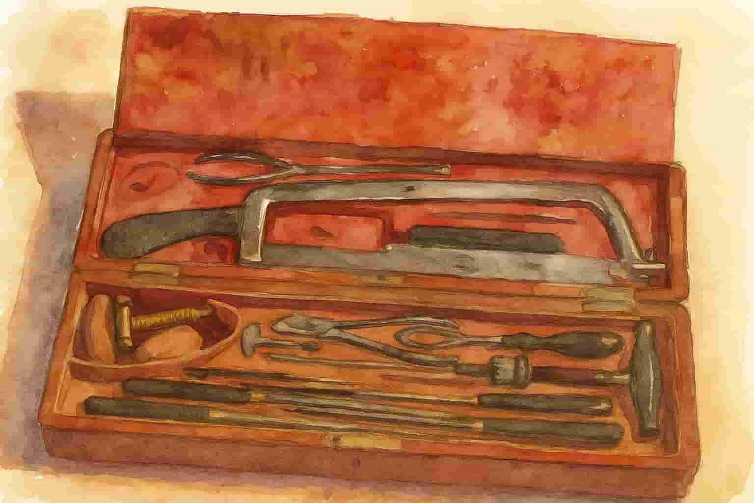 AI created sketch of 18th century surgical instruments