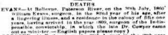 Empire 1 September 1860 - Death of surgeon William Evans
